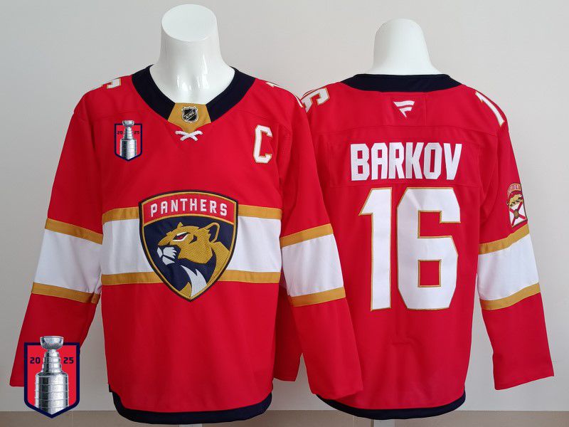 Men 2025 Florida Panthers #16 Barkov Red Fanatics Home Premium NHL Jersey style 7->florida panthers->NHL Jersey